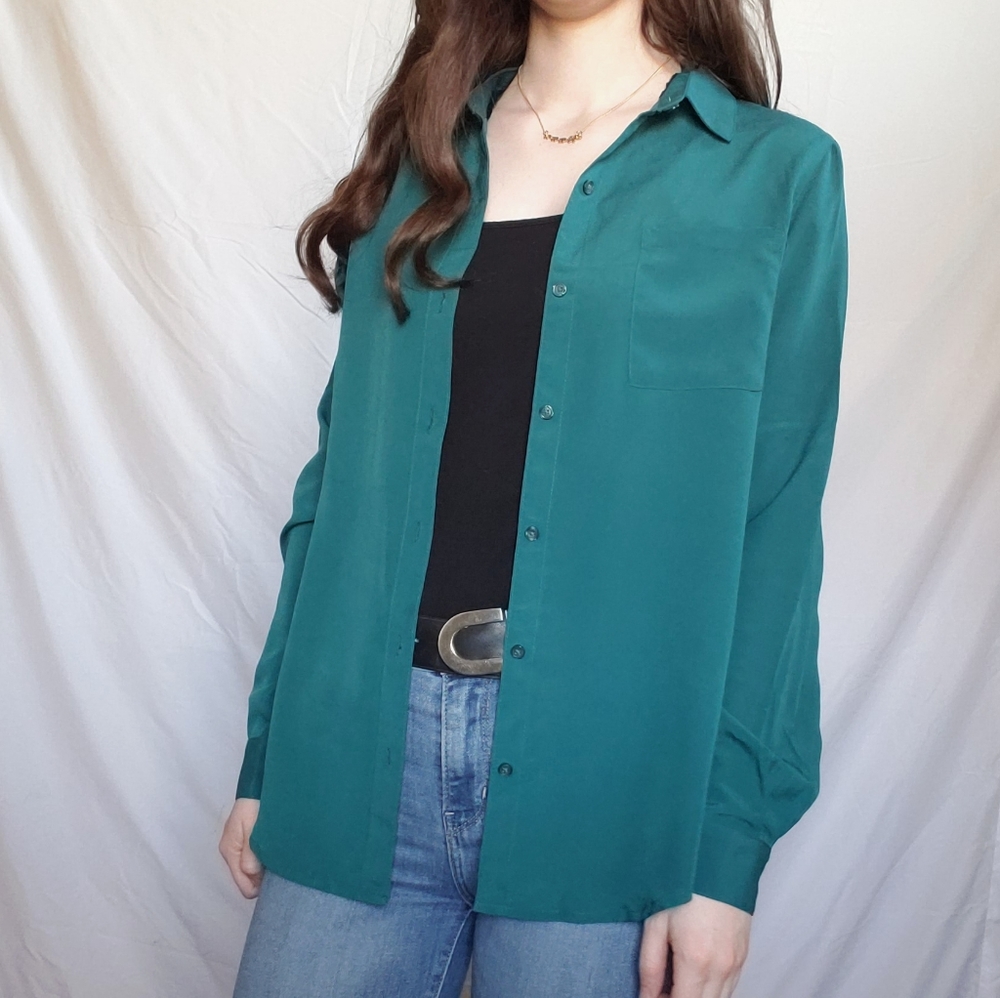 forest green blouse